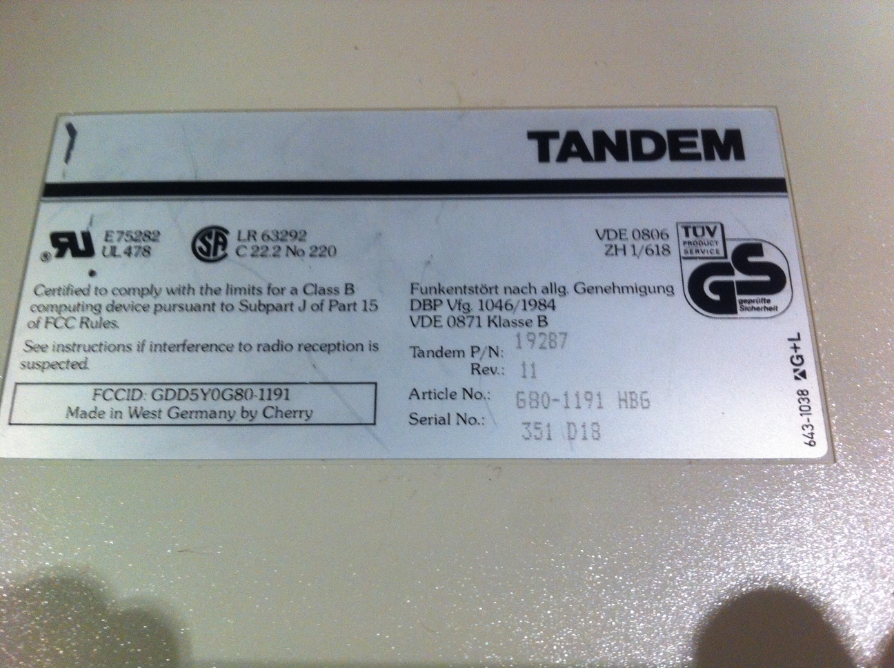 G80-1191 HBG (TANDEM)