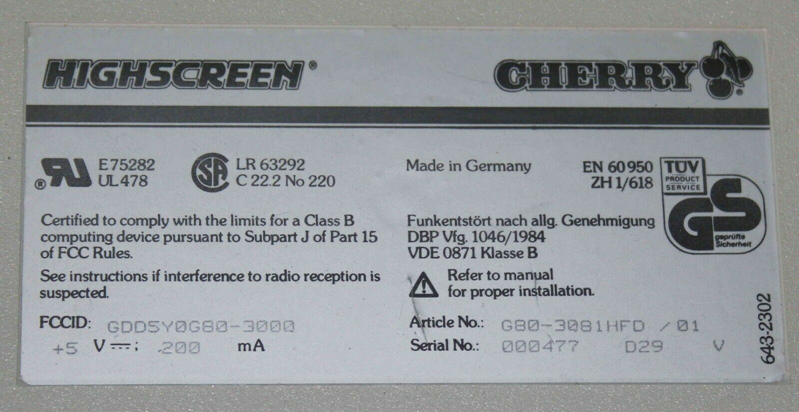 G80-3081 HFD