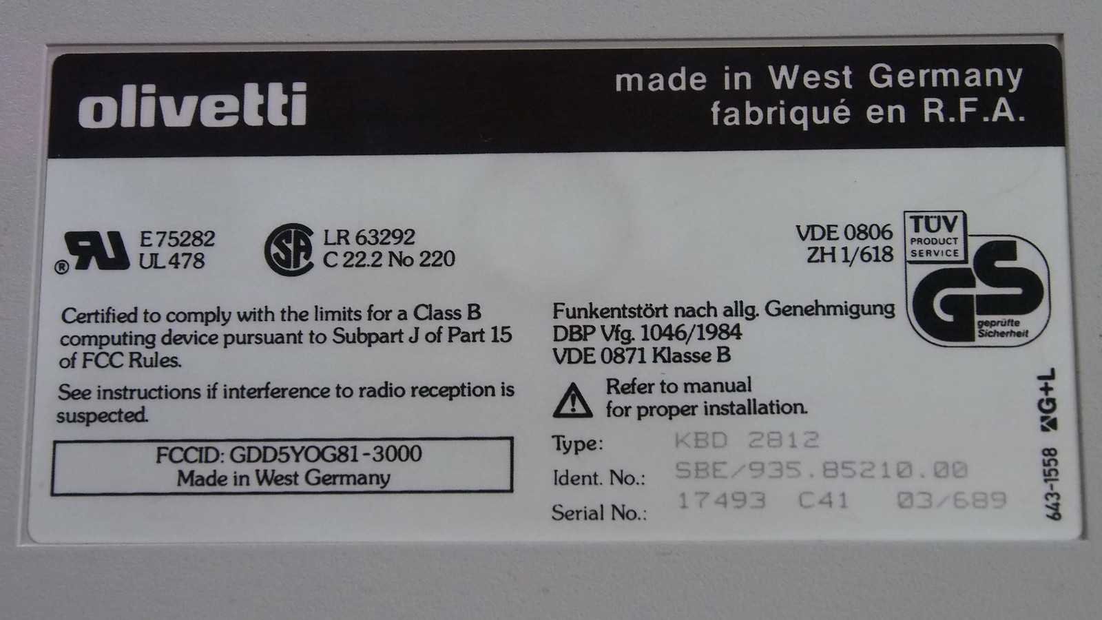 G81-3011 SBE